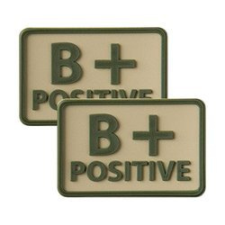 Helikon - PVC Patch - Blood Type - B+ POS - Khaki - 2 pcs