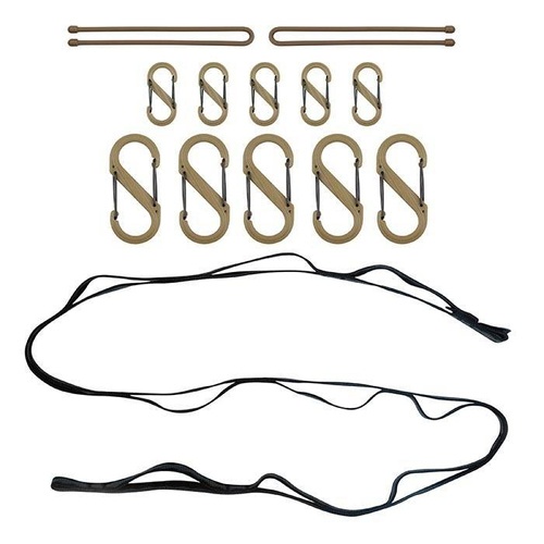 Nite Ize -  GearLine® Tactical Organization System - 10 x S-Biner + 2 x Gear Tie 12" - Coyote - GLN4-29-R8