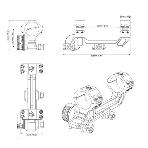 Vector Optics - One Piece Scope Mount Cosine Indicator - 30 mm - Picatinny - Black - SCACD-24