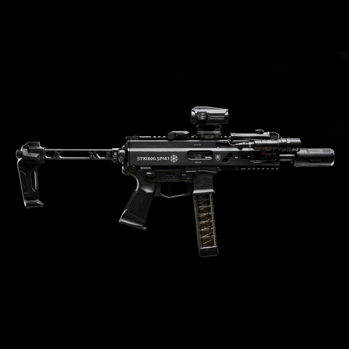 Strike Industries - Adapter Rear Plate Picatinny for Stribog SP-9 Strike - Black - SI-SP9-PSA-BK