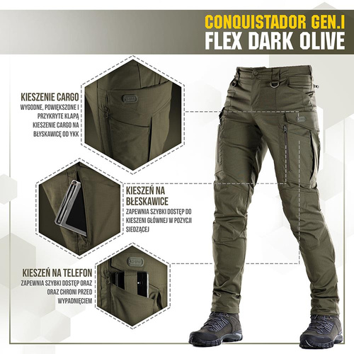 M-Tac - Tactical Pants Conquistador Gen. I Flex - Ripstop - Dark Olive - 20059048