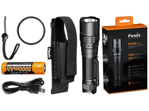 Fenix - LED Flashlight - 3000 Lumens - 5000 mAh - Black - PD40R V2.0