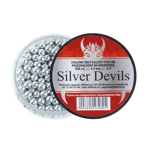 Silver Devils - Steel Round BB Airgun Pellets - 500 pcs - Silver - 4.5 mm - 45500ZNBT