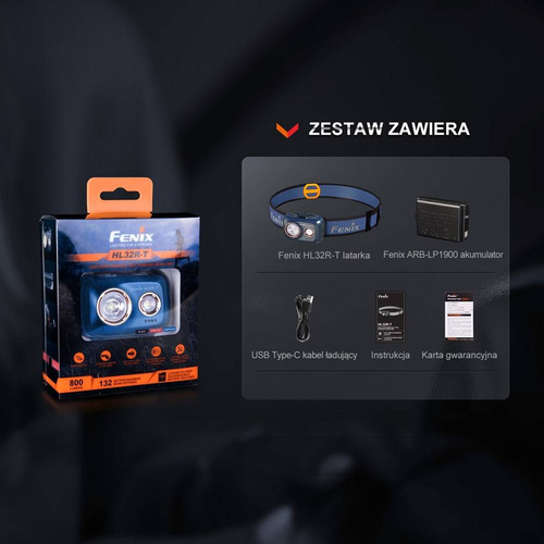 Fenix - LED Headlamp Flashlight HL32R-T - 800 lm - Dark Blue - HL32R-T dark blue