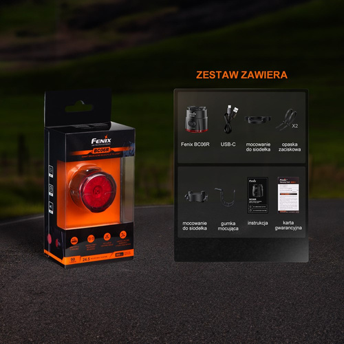 Fenix - LED Rear Bicycle Light BC06R - 90 lm - Black - BC06R.11111