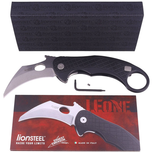 LionSteel - L.E.One Karambit Folding Knife - CPM MagnaCut - Black - LE1 A BS