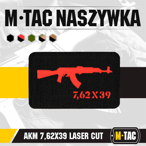 M-Tac - AKM 7.62x39 Laser Cut Patch - Black/Red - 51110233