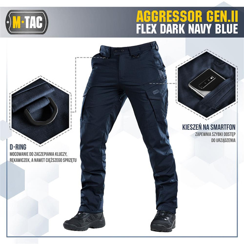 M-Tac - Tactical Pants Aggressor Gen.II Flex - Ripstop - Navy Blue - 20058015