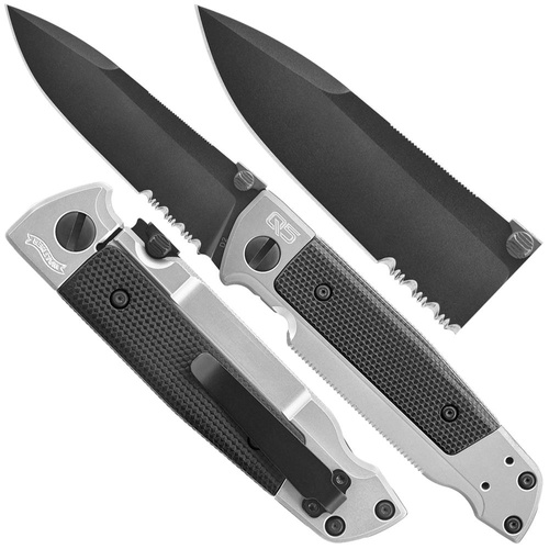 Umarex - Folding Knife Walther Q5 Steel Frame Serrated - Black - 5.0858