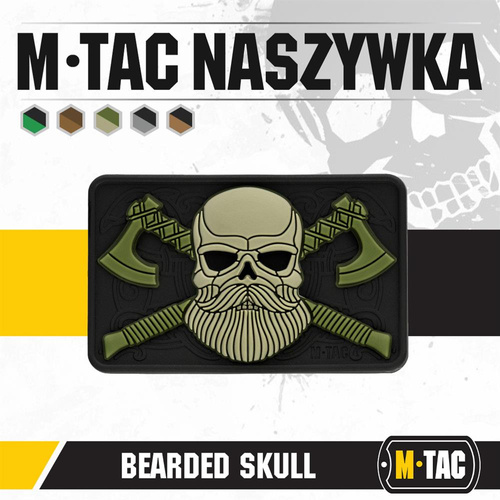 M-Tac - 3D Patch - Bearded Skull - Black / Olive - 51113201