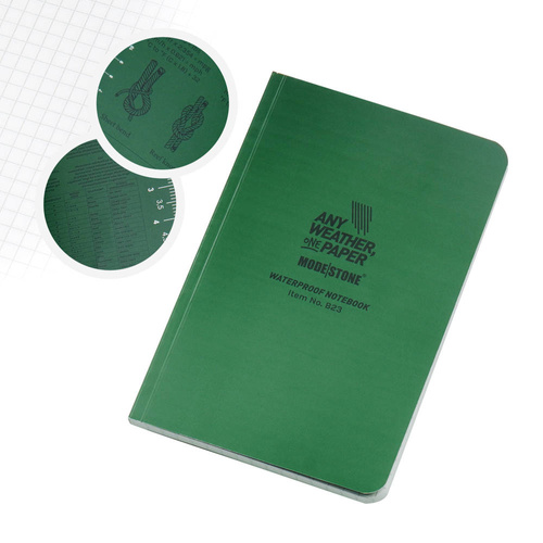 Modestone - Military Waterproof Field Book - Flexible - 118 x 183 mm - 64 Sheets - Green - B23