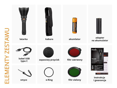 Fenix - LED Flashlight -1500 Lumen - 5000 mAh - 21700 Battery - HT18