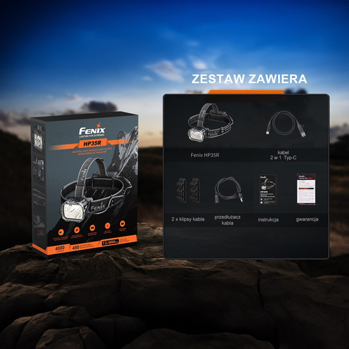 Fenix - LED Head Flashlight HP - 4000 lm - 5000 mAh - USB-C - Black / Grey - HP35R SAR