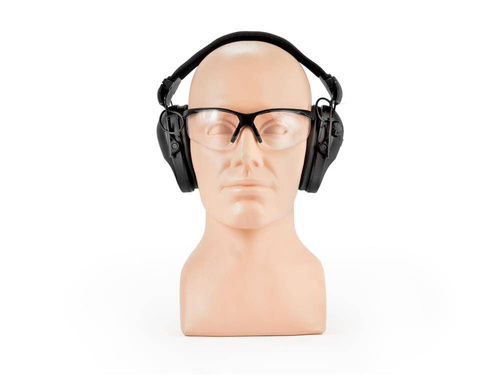 RealHunter - Set of Active PRO Hearing Protectors & Protective Glasses - Black