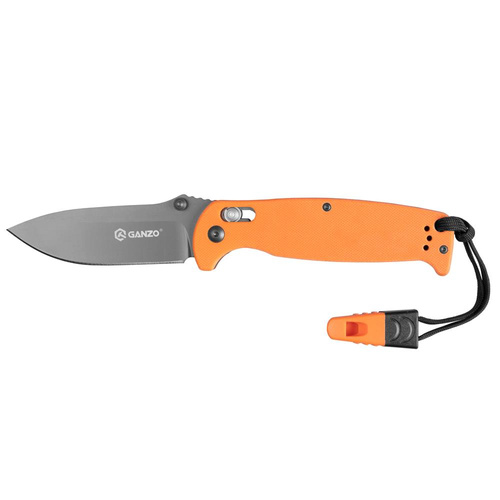 Ganzo - G7413 EDC Folding Knife with Whistle - G-Lock - Orange - G7413-OR-WS
