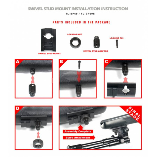 UTG - Shooter's bipod with Picatinny mount - 8.7-10.6" - Black - TL-BP69S