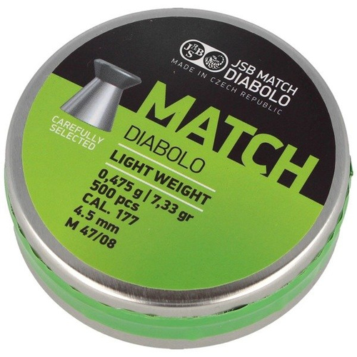 JSB - Green Match Diabolo Light Weight Airgun Pellets - 4.52 mm - 0.475g - 500 pcs - 000010-500
