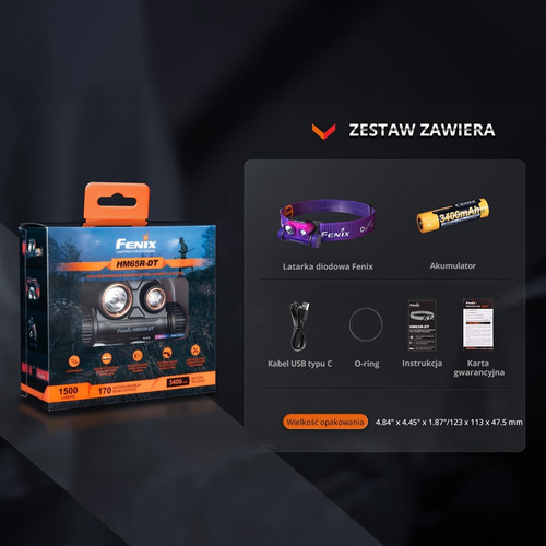 Fenix - HM65R-DT LED Headlamp - 1500 lm - Purple - 039-561