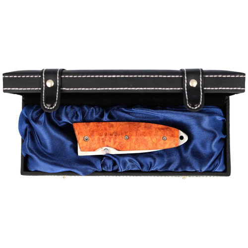 Herbertz - AISI 420 Plain Folding Knife, Wood Handle - Gift Box - 289011