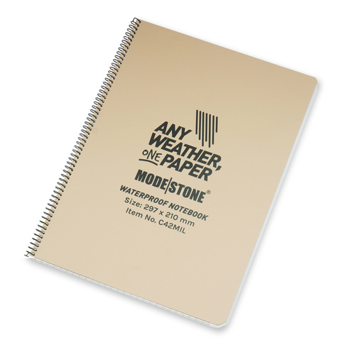 Modestone - Waterproof Notebook - 210 x 297 mm - 50 Sheets - Tan - C42MIL 