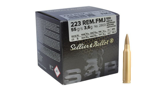 Rifle Ammuniition Sellier&Bellot .223 Rem FMJ 55gr / 3.6g - 100 rounds - V341862