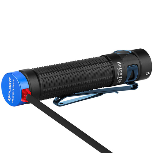 Olight - Baton 3 Pro Cool White Rechargeable LED Flashlight - 1500 lm - 3200 mAh - Black - Baton 3 Pro CW