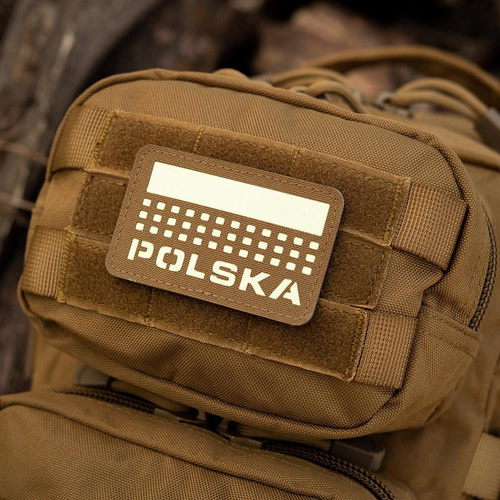 M-Tac - Patch with Flag and Inscription Poland - Laser Cut - Pixels/Rectangle - Coyote / Fluo - 51007205