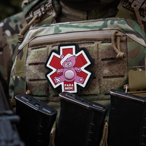 M-Tac - Paramedic Teddy Bear Patch - 3D PVC - White/Red - 51348343