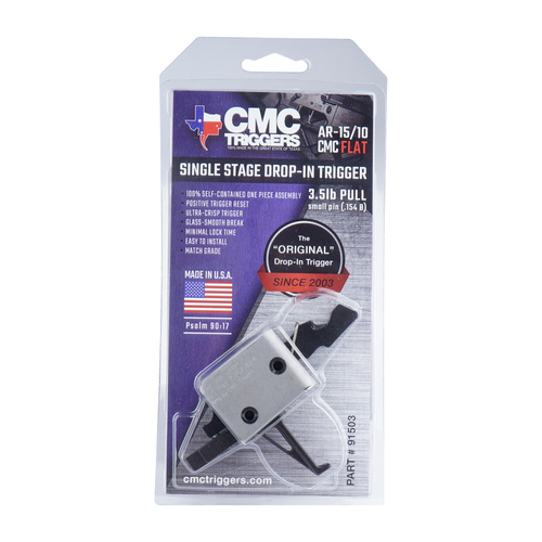 CMC Triggers - Drop-in Trigger for AR15/AR10 Small Pin Competition - Single Stage - Flat - 3.5 lb - 91503
