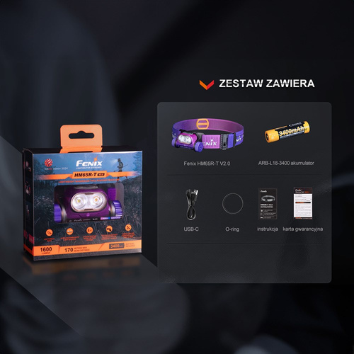 Fenix - LED Headlamp - 1600 lm - 3400 mAh - Nebula - HM65R-T V2.0