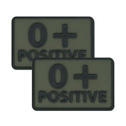 Helikon - PVC Patch - Blood Type - 0+ POS - Olive Green - 2pcs