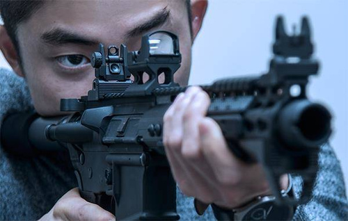 UTG - Accu-Sync Spring-loaded Folding Rear Sight for AR15 - Picatinny - Black - MNT-957