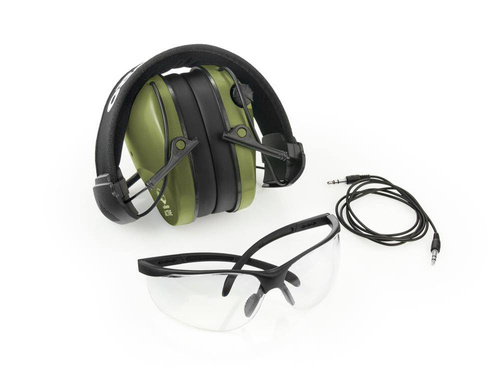 RealHunter - Set of Active PRO Hearing Protectors & Protective Glasses - Olive Green