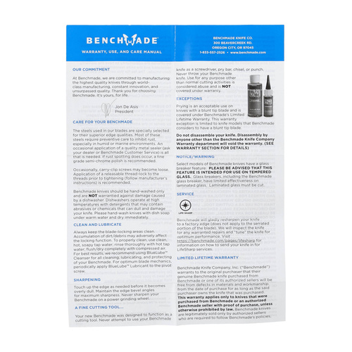 Benchmade - Folding Knife 940-04 Osborne - CPM-S30V - Blue - 940-04