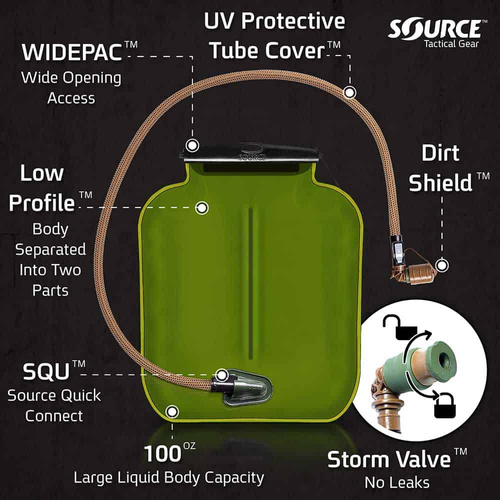 Source - Hydration Reservoir WLPS Low Profile - 3L - Olive - 4504490503