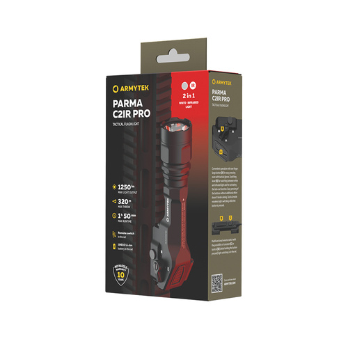 Armytek - Tactical Weapon Flashlight Parma C2IR Pro - 1250lm - IR Diodes - Picatinny/Weaver - F09804CIR
