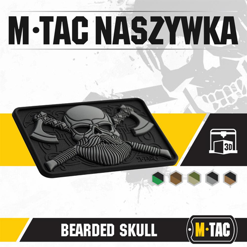 M-Tac - 3D Patch - Bearded Skull - Black / Grey - 51113211