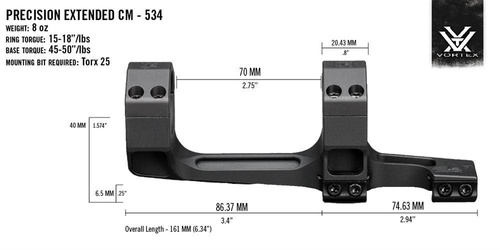Vortex Optics - Precision Extended Mount - 34 mm - Black - CM-534