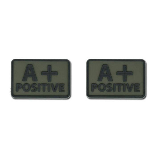 Helikon - PVC Patch - Blood Type - A+ POS - Olive Green - 2pcs