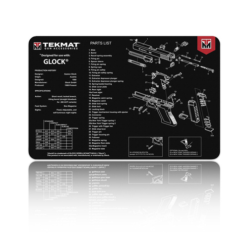 TekMat - Gun Cleaning Mat - Glock - 27x43cm - TEK-R17-GLOCK