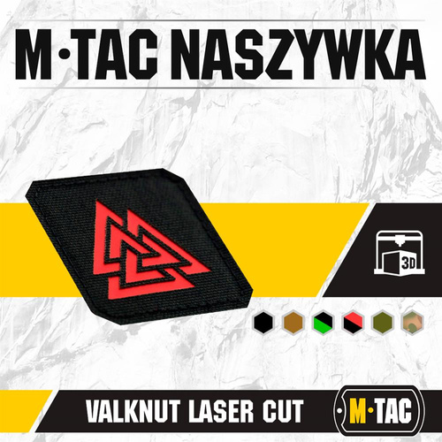 M-Tac - Laser Cut Valknut Square Patch - Red / Black - 51162233