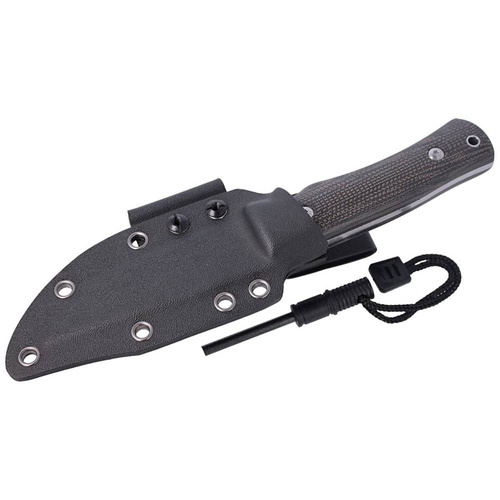 FOX - Tactical Knife Explorator Linen Micarta - 440C - Black - BF-749