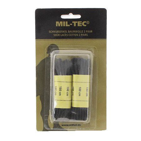 Mil-Tec - Cotton shoelaces - 180 cm - Black - 12911002