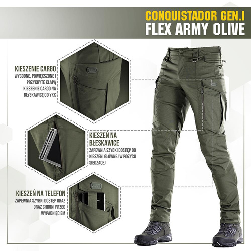 M-Tac - Tactical Pants Conquistador Gen. I Flex - Ripstop - Army Olive - 20059062