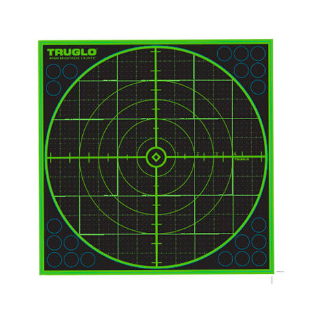 TruGlo - Self-adhesive TruSee Shooting Targets - 100 Yard - 305 x 305 mm - Fluorescent Green - 6 pcs - TG-TG10A6
