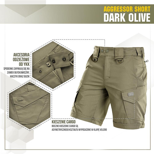 M-Tac - Aggressor Tactical Shorts - Polycotton - Rip-Stop - Dark Olive - 20018048