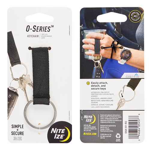 Nite Ize - Keyring with Lanyard O-Series Keychain - Steel - Silver/Black - OSK-01-R3
