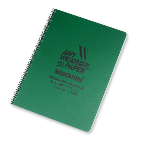 Modestone - Waterproof Notebook - 210 x 297 mm - 50 Sheets - Green - C43MIL