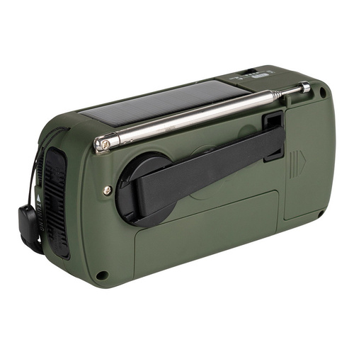 Fosco Industries - Survival radio with Solar Panel and Crank - SW1/SW2/FM/AM - Green - 464601