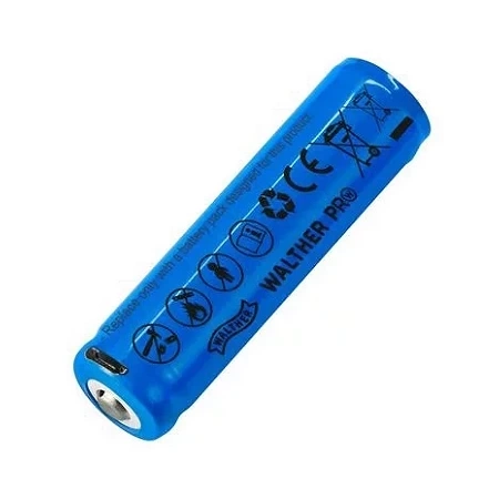 Walther - Rechargeable Battery Li-Ion ICR 18650 - USB Charging - 2600mAh - 3.6V - Blue - 3.7133